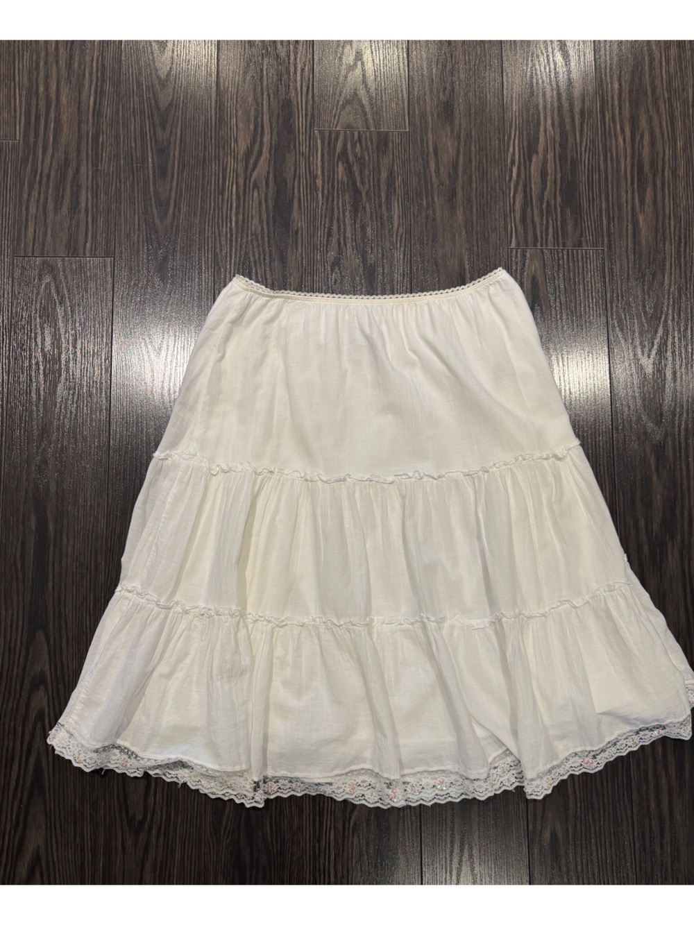Mixit Tiered Lace Trim Skirt | Boho Cottagecore | Size Medium